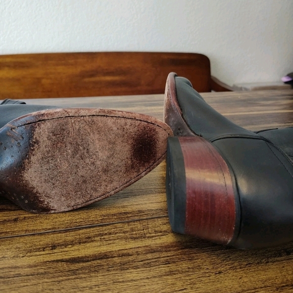 Tecovas Black Leather Cowgirl Boots Heeled Size 9 - Picture 4 of 5